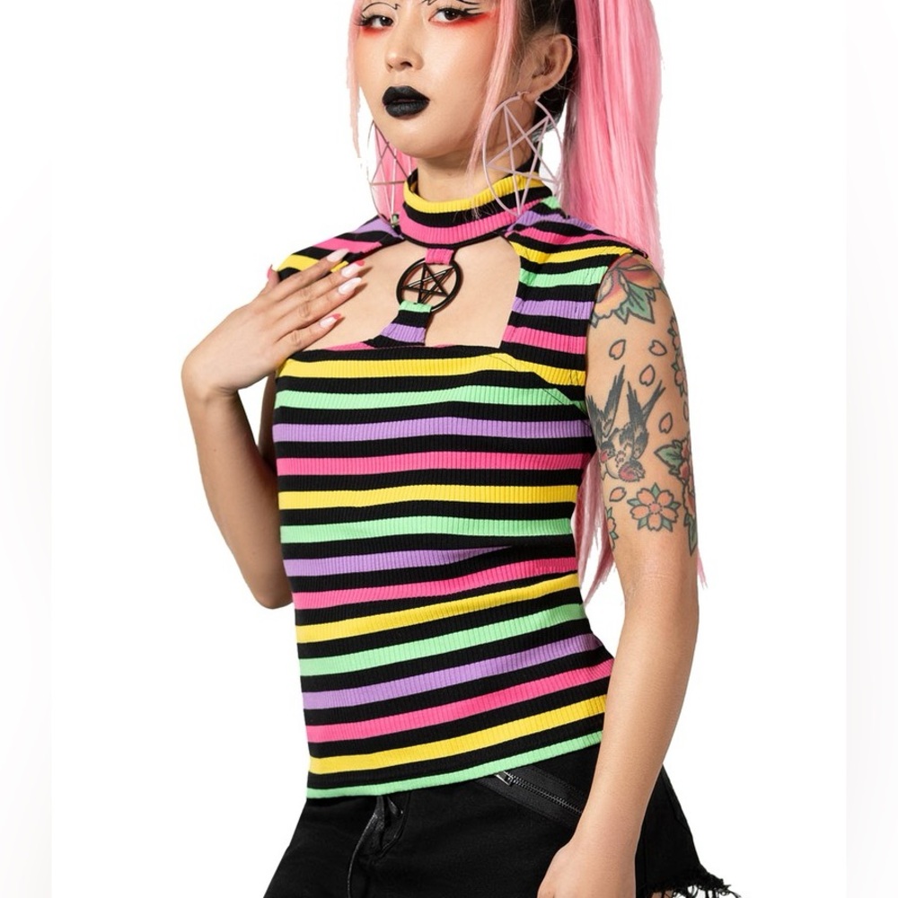 Killstar Vibrant Striped Top size large